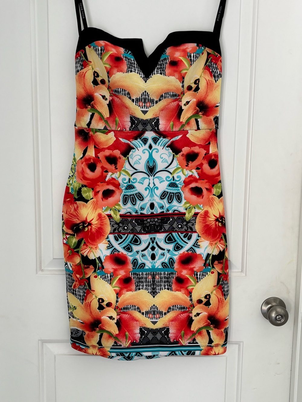 NWT Bisou Bisou Floral Strapless Bodycon Midi Dress